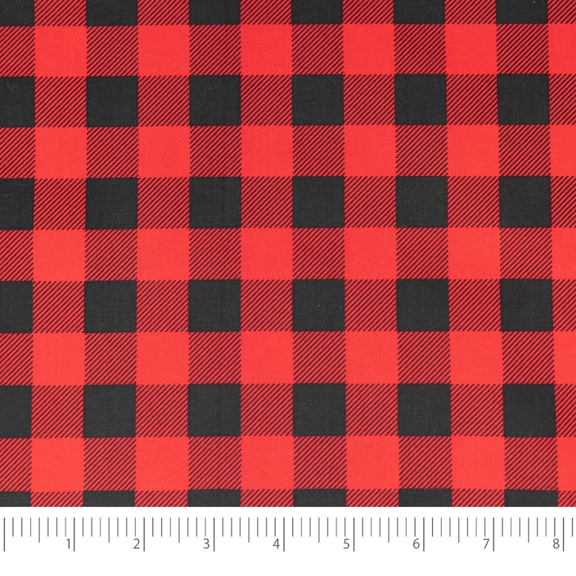 SINGER Christmas Holiday Red Buffalo Check Cotton Fabric
